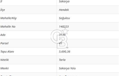 HENDEK SOĞUKSU DA SATILIK 11984 METREKARE TARLA