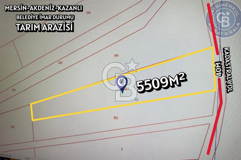 MERSİN- AKDENİZ-KAZANLI 5509M² SATILIK ARAZİ