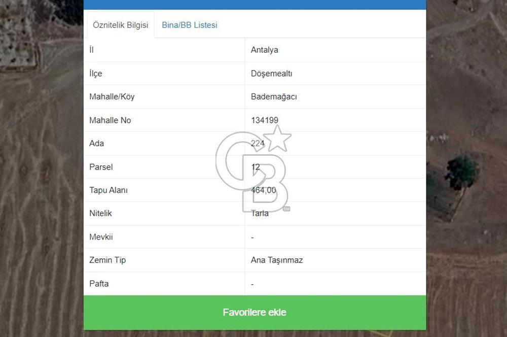 Antalya Döşemealtı Bademağacı Satılık Tarla