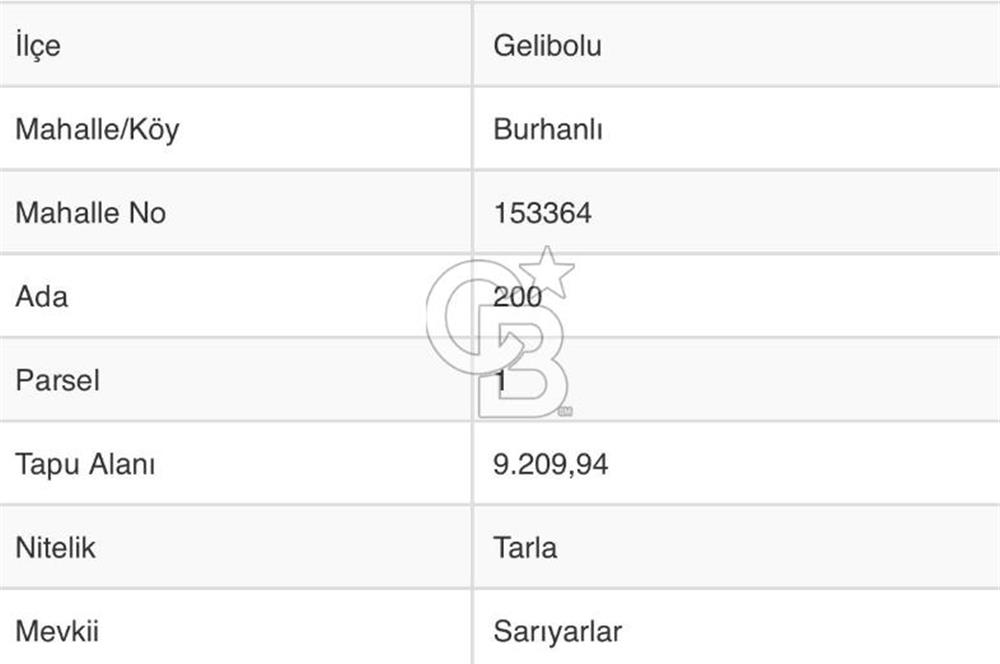 Gelibolu Burhanlı'da Yatırımlık Büyük Fırsat Arsa!!