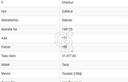 CB'DAN ÇATALCA NAKKAŞ 275M2, HAVAALANINA YAKIN, YOLA CEPHE