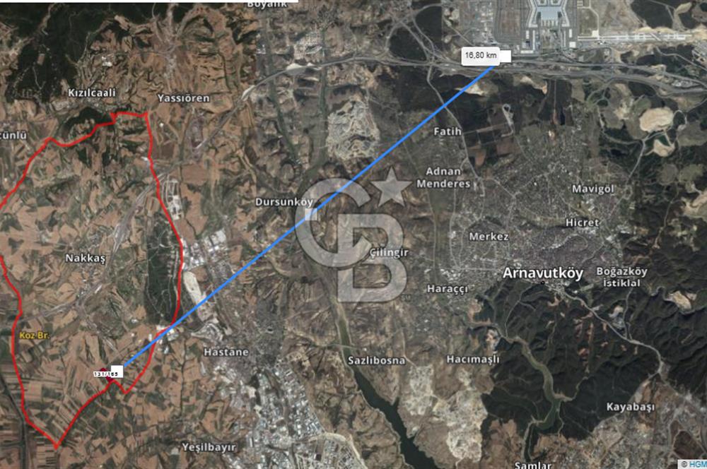 CB'DAN ÇATALCA NAKKAŞ 275M2, HAVAALANINA YAKIN, YOLA CEPHE