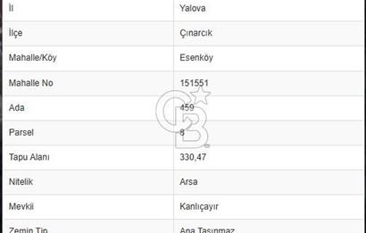YALOVA ÇINARCIKTA FUUL DENİZ MANZARALI SATILIK İMARLI ARSA