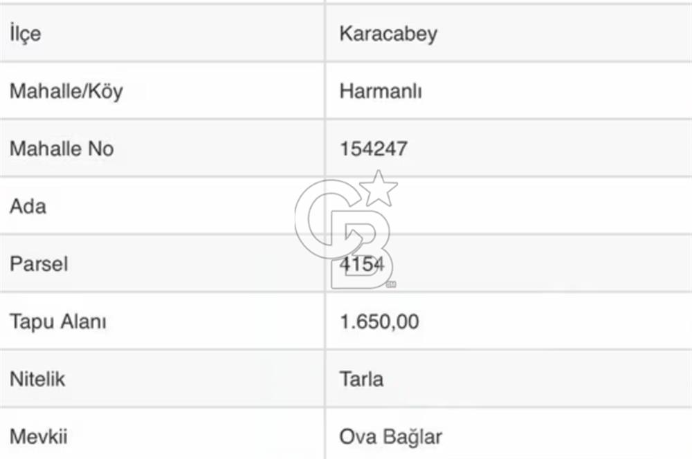 CB BLACK'TEN HARMANLI YATIRIMLIK TARLA