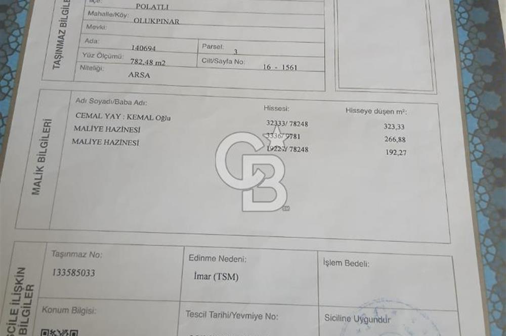 ANKARA TEMELLİ OLUKPINAR'DA SATILIK İMARLI ARSA