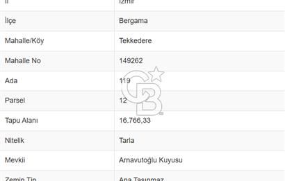 CB ODAK'TAN BERGAMA'DA ANA YOLA 120M 5.5 DÖNÜM TARLA!