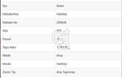 BELEN-HALİLBEY'DE CADDEYE SIFIR *KONUT İMARLI* SATILIK ARSA