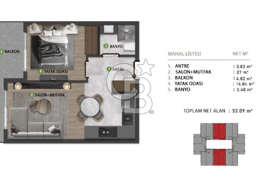 MBA TOWER PROTOKOL YOLUNDA SIFIR BİNA ÖNÜ AÇIK 1+1 SATILIK DAİRE