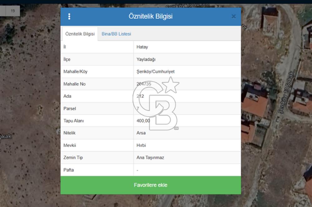 ŞENKÖY HIRBİ MEVKİİ'DE 400 m2 -VİLLA İMARLI- MÜSTAKİL TAPU ARSA
