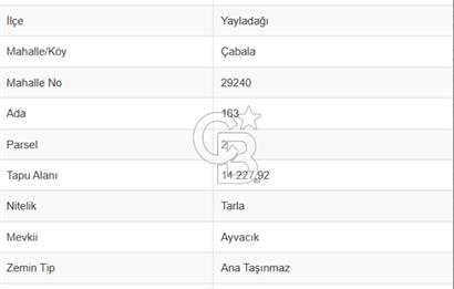 YAYLADAĞI-ÇABALA'DA *İMARLI* MÜSTAKİL-MERKEZE YAKIN SATILIK ARSA