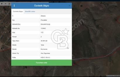 ANKARA PURSAKLAR KÖSRELİKKIZIĞINDA KIZ MEZARI MEVKİNDE SATILIK TARLA