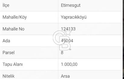 Yapracık ta Satılık Tek Tapu Arsa