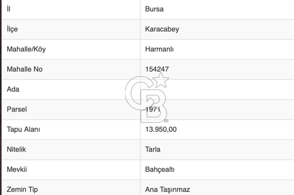 CB BLACK'TAN KARACABEY HARMANLI OTOYOLA YAKIN KONUMDA TARLA