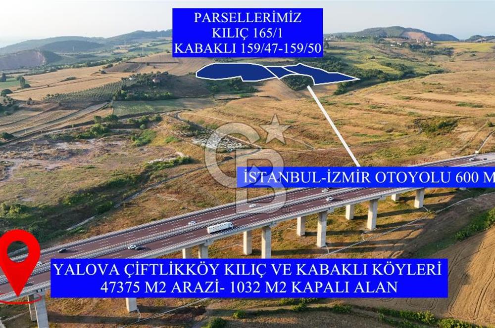 ÇİFTLİKKÖY KABAKLI DA SATILIK 47.375M2 ARAZİ VE MÜŞTEMİLAT!