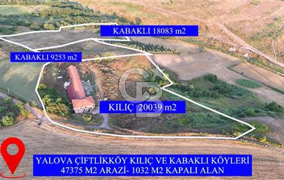ÇİFTLİKKÖY KABAKLI DA SATILIK 47.375M2 ARAZİ VE MÜŞTEMİLAT!
