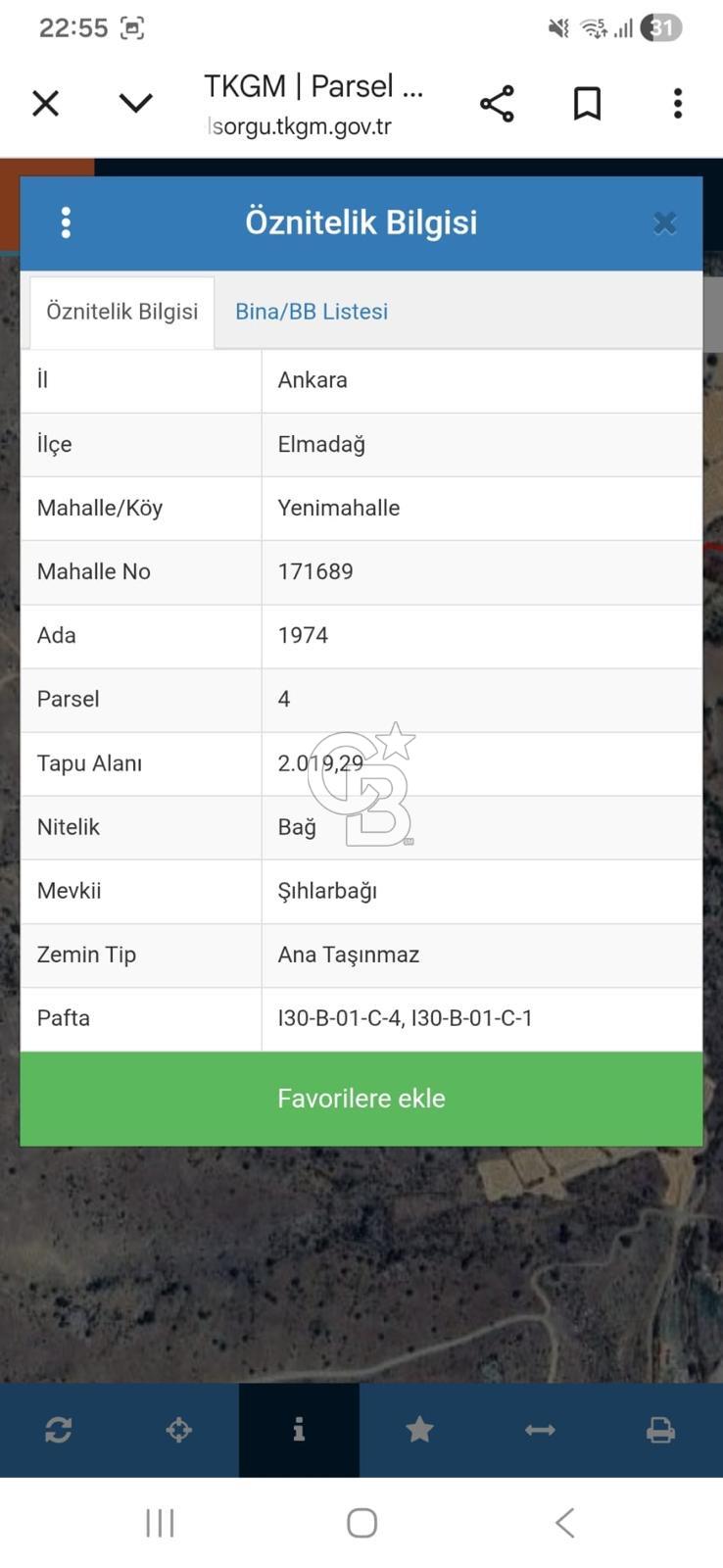 ANKARA / ELMADAĞ / YENİMAHALLE / SATILIK BAĞ YERİ
