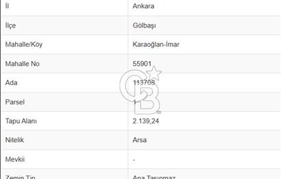 GÖLBAŞI KARAOĞLAN'DA 2139 M² KİRALIK TİCARİ ARSA