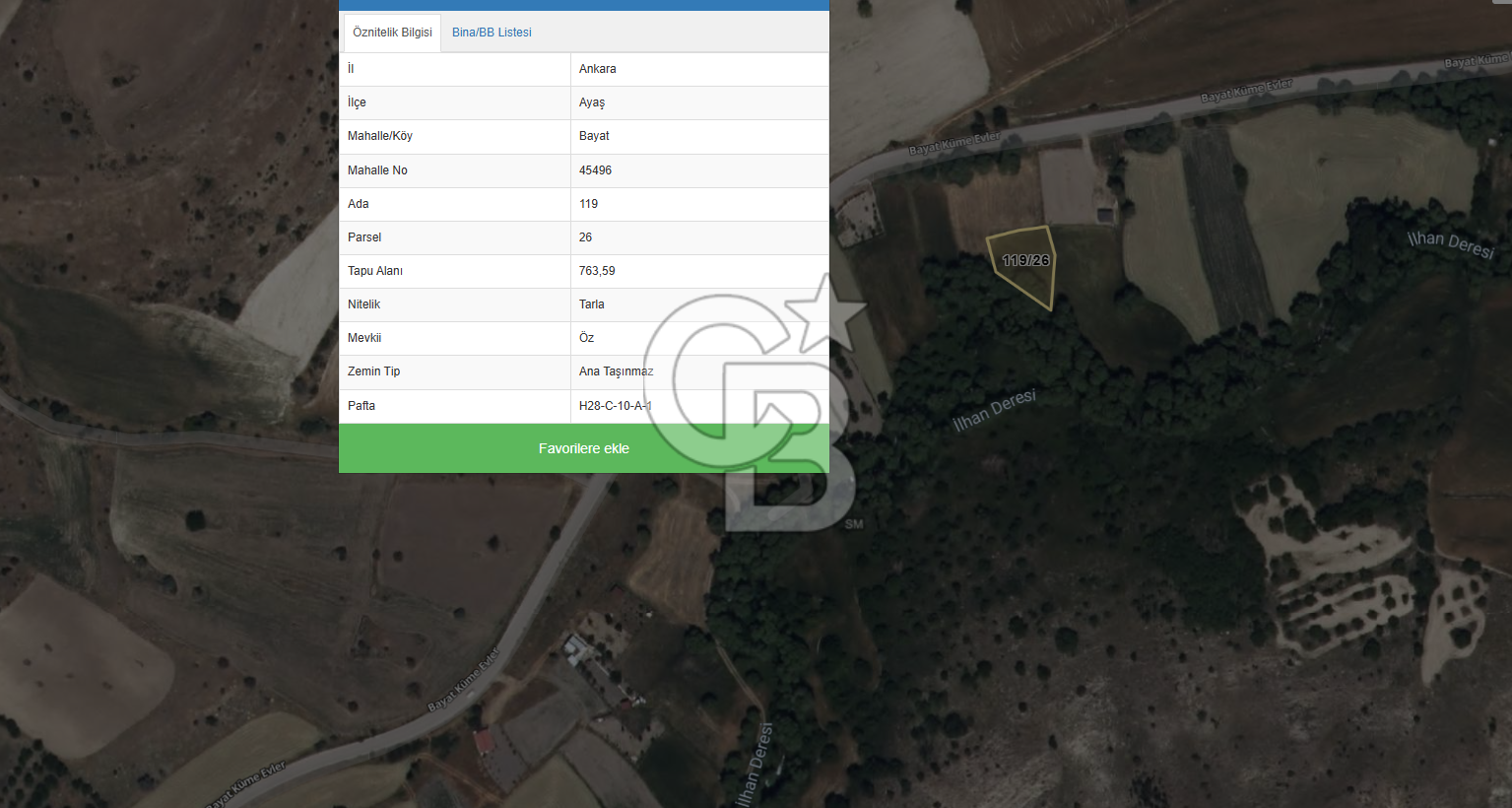 Ayaş Bayat mah  TEK TAPU 763M2