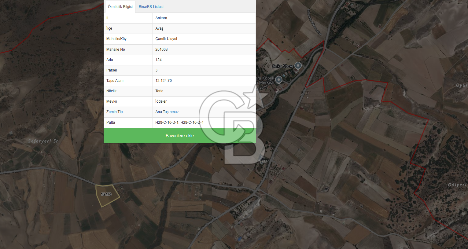 ANKARA AYAŞ ÇANILLI TEK TAPU 12.124M2