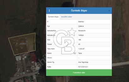 İSTANBUL / ÇATALCA / KESTANELİK SATILIK HİSSELİ ARSA 332 m²