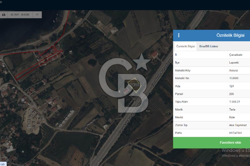 ÇANAKKALE LAPSEKİ SULUCADA BOĞAZ MANZARALI VİLLA İMARLI ARSA
