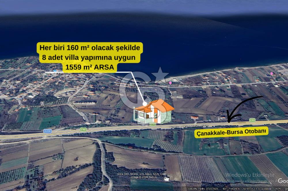 ÇANAKKALE LAPSEKİ SULUCADA BOĞAZ MANZARALI VİLLA İMARLI ARSA