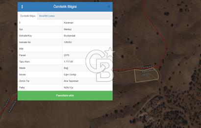 MUSELAND-KARAMAN BOZKANDAK DA 1717M2 SATILIK BAĞ