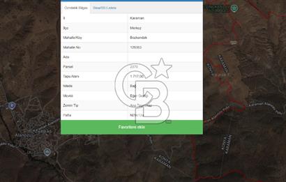 MUSELAND-KARAMAN BOZKANDAK DA 1717M2 SATILIK BAĞ