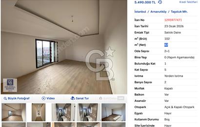 SATILIK 2+1 LÜKS DİZAYN DAİRE | EBEVEYN BANYOLU TAŞOLUK MAH.