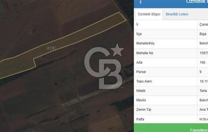 ÇANAKKALE BİGA BEKİRLİ 18.111 M2 SATILIK KADASTRO YOLU OLAN  TARLA