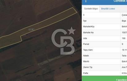 ÇANAKKALE BİGA BEKİRLİ 18.111 M2 SATILIK KADASTRO YOLU OLAN  TARLA