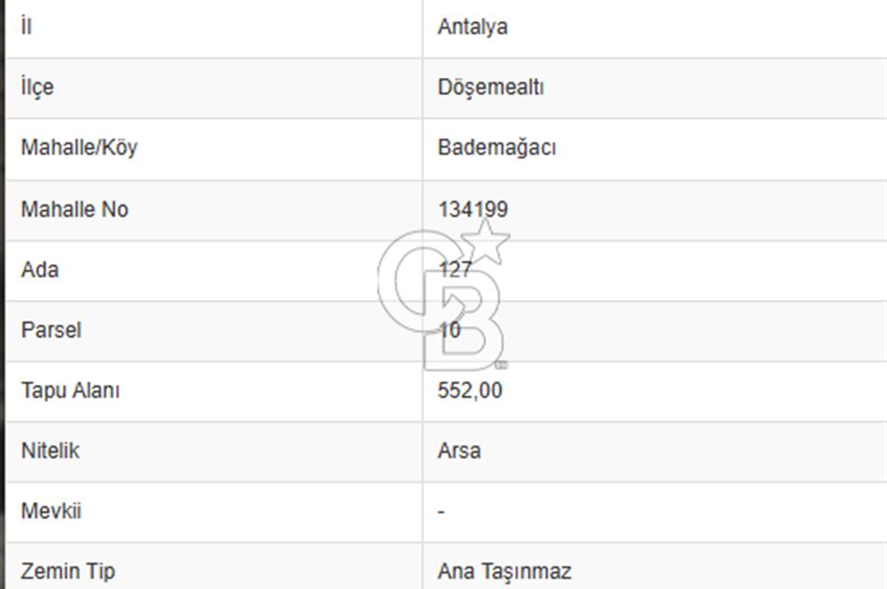 DÖŞEMEALTI BADEMAĞACINDA SATILIK ARSA