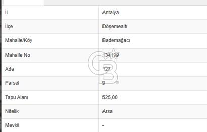 DÖŞEMEALTI BADEMAĞACINDA SATILIK ARSA