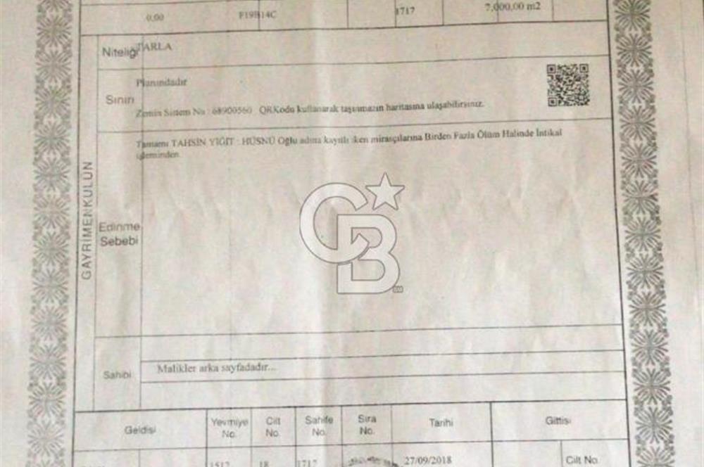 Tekirdağ-Saray-Büyükyoncalı Atatürk Mahallesi Satılık Tarla