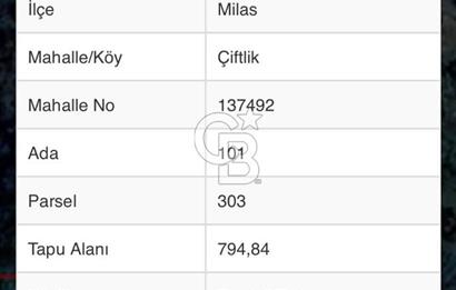 MİLAS ÇİFTLİKTE KÖY MERKEZİNE YAKIN 800 M2 SATILIK TARLA