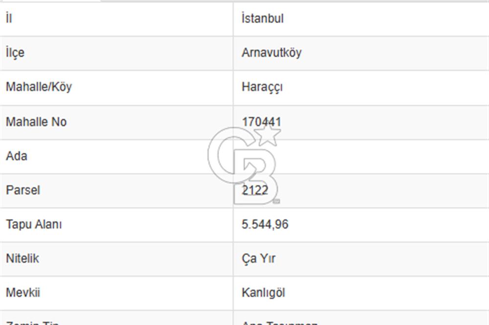 Arnavutköy haraççı türkköşede satılık tarla