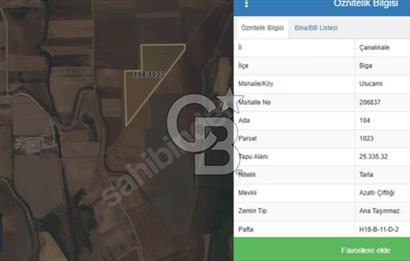 ÇANAKKALE KARABİGA ULUCAMİ 10.858 M2 YOLA GENİŞ CEPHELİ TARLA