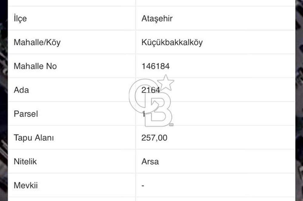 İSTANBUL ATAŞEHİRDE SATILIK TİCARİ İMARLI ARSA