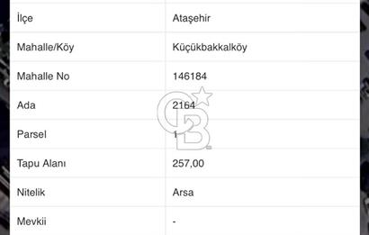 İSTANBUL ATAŞEHİRDE SATILIK TİCARİ İMARLI ARSA