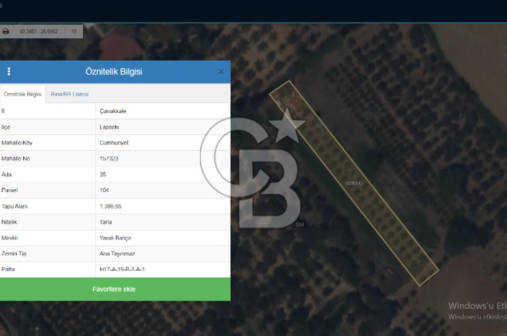 ÇANAKKALE LAPSEKİDE BOĞAZ VE KÖPRÜ MANZARALI SATILIK TARLA