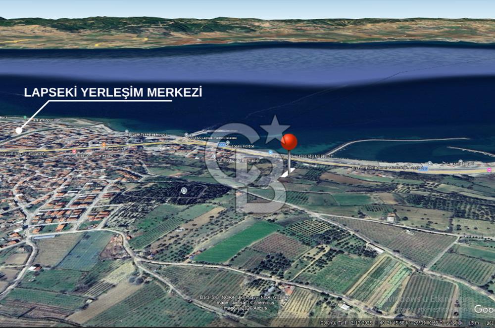 ÇANAKKALE LAPSEKİDE BOĞAZ VE KÖPRÜ MANZARALI SATILIK TARLA