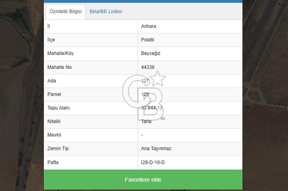 ANKARA POLATLI ARASI BEYCEĞİZ ULU YOL MEVKİ ANA YOLA YAKIN TARLA
