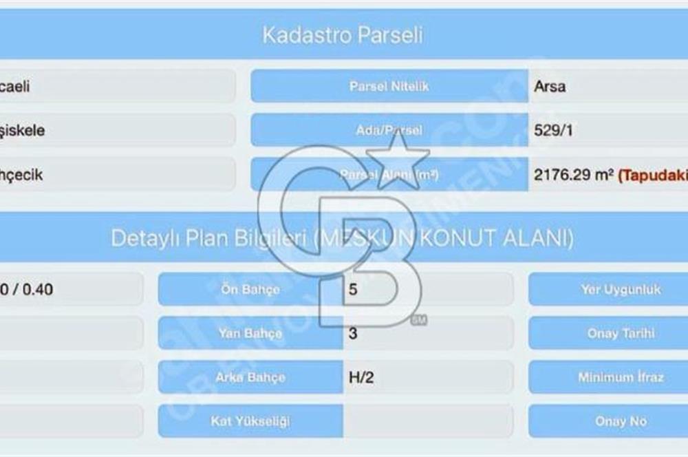 CB ENVOY'dan Bahçecik'te Köşe Parsel 544m2 İmarlı Arsa