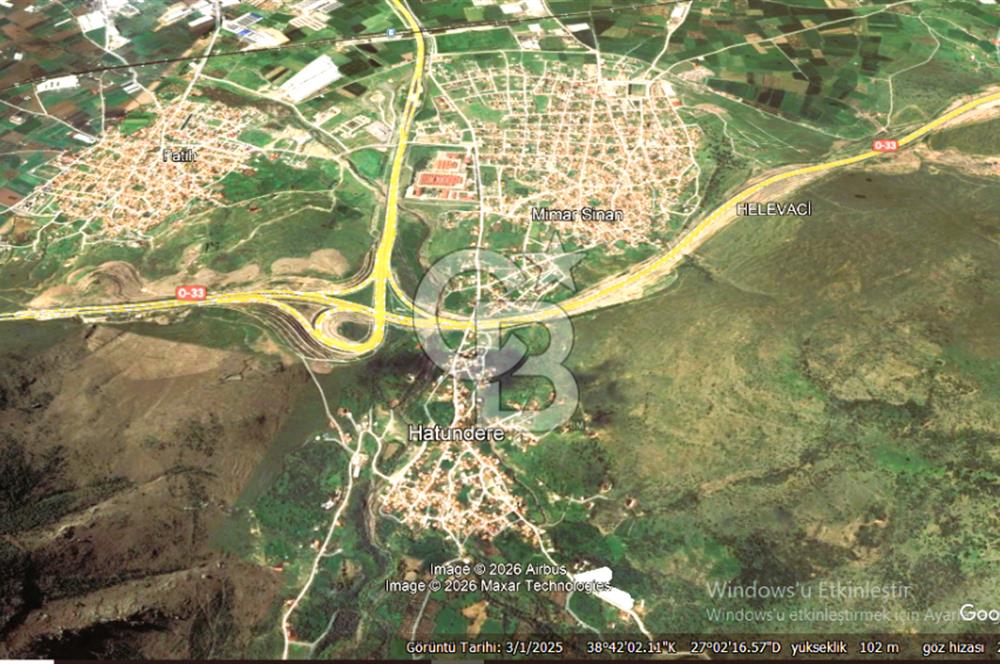 MENEMEN HATUNDERE'DE YOLA 200 MT CEPHELİ 8.200 M2 SATILIK TARLA.