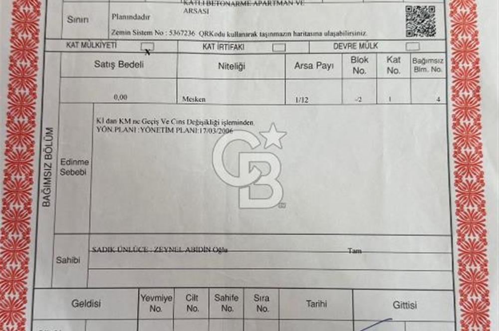 CB CITY'DEN SULTANDERE MAHALLESİNDE 3+1 SATILIK DAİRE