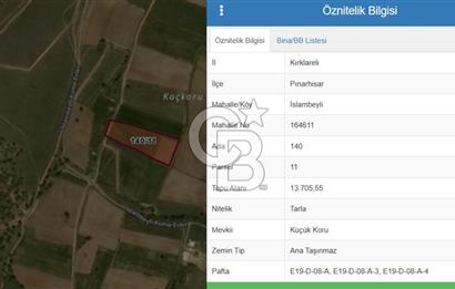 Kırklareli, Pınarhisar İslambeyli’de Satılık 13.705 m2 Tarla.