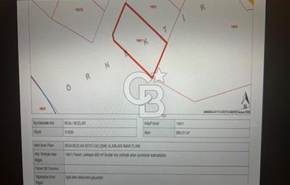 Çanakkale Biga Bozlar Köyünde 880m2 İmarlı Arsa