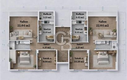 KARTAL SOĞANLIKTA TOKİYE KOMŞU GENİŞ 2+1 