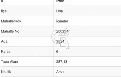 Urla İçmeler 287 m2 Satılık Arsa