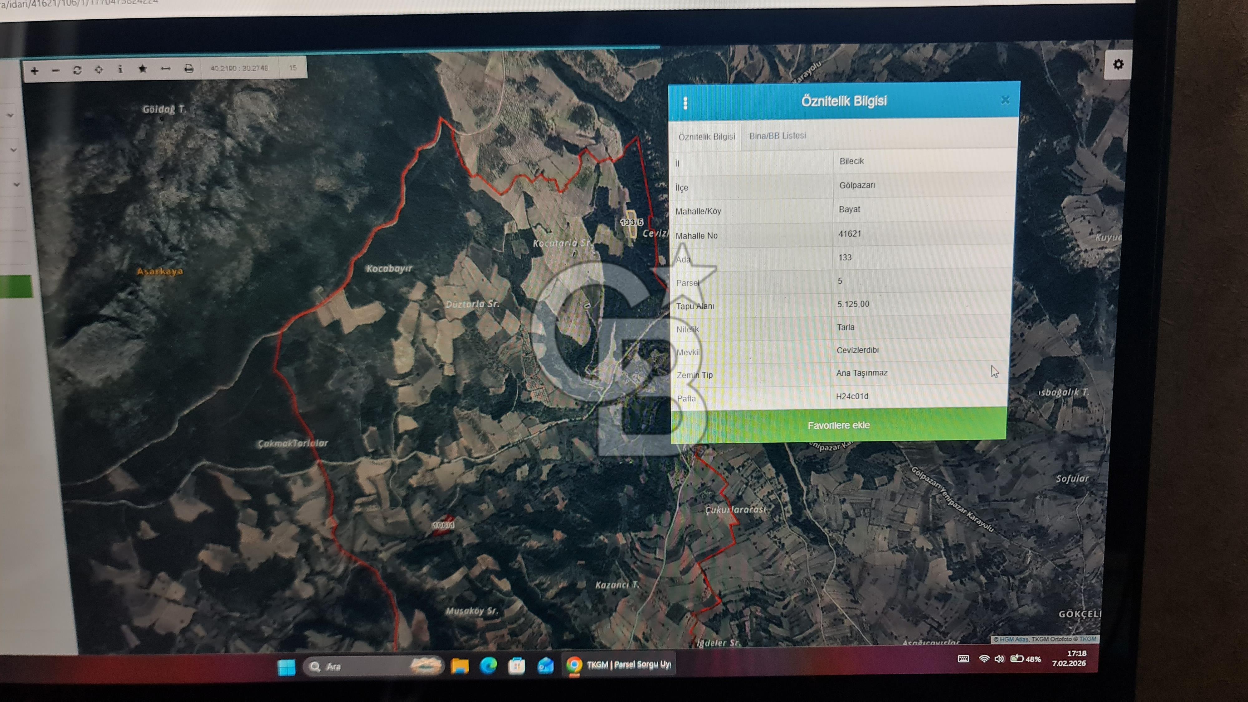 BİLECİK GÖLPAZARI BAYATTA SATILIK TARIM ARAZİSİ